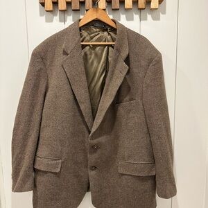 Brown Herringbone Wool Blazer